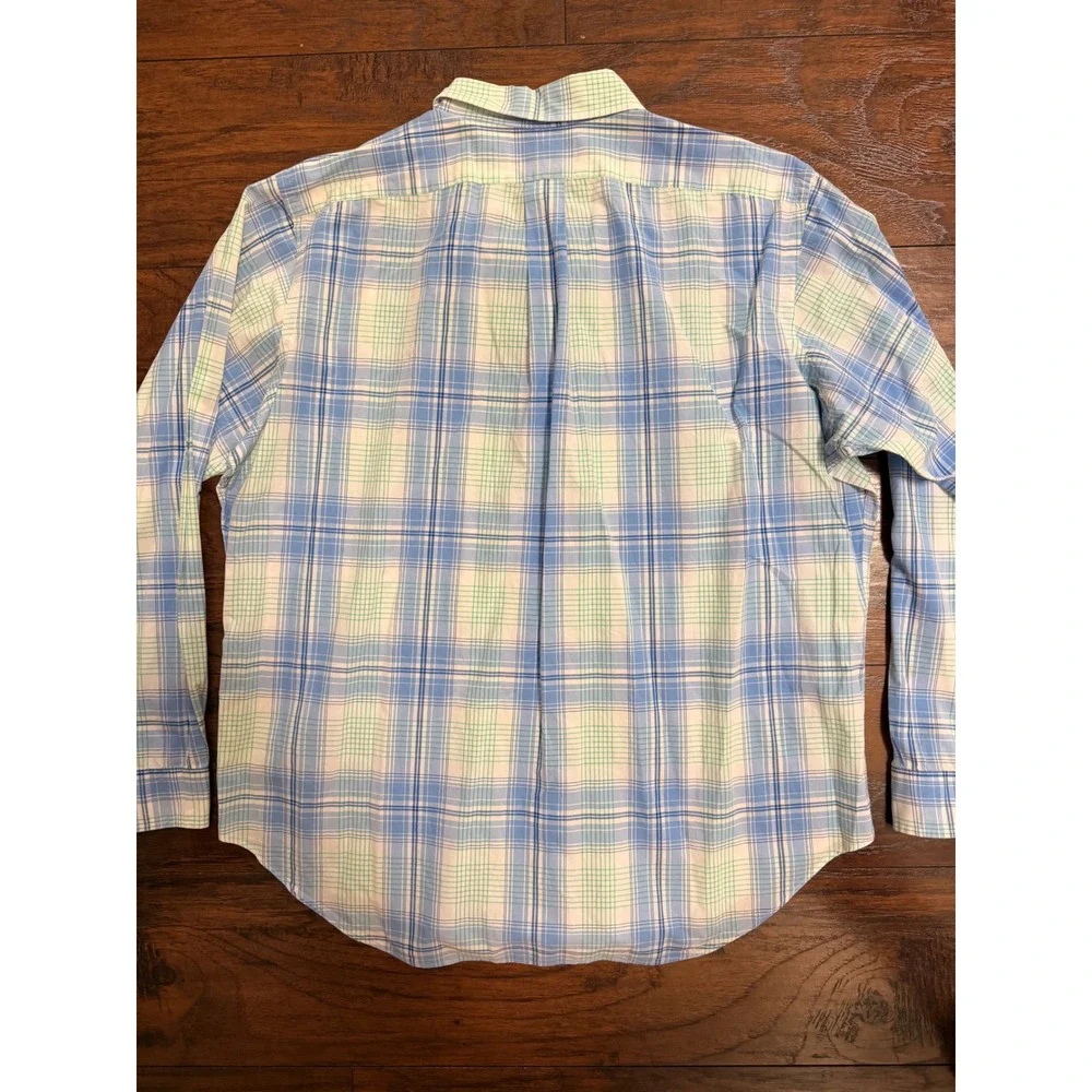 Polo Ralph‎ Lauren Mens XL Classic Fit Plaid Button Down Shirt Blue Green Cotton